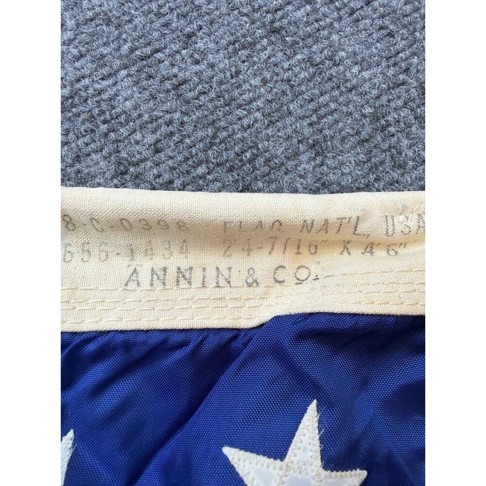 Vintage Annin & Co American Flag 4x8 Ft USA Nylon Flag Brass Eagle Finial - Picture 5 of 9